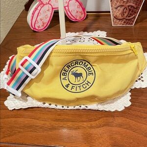 Abercrombie & Fitch Yellow Kids' Logo Belt Bag with Rainbow Strap